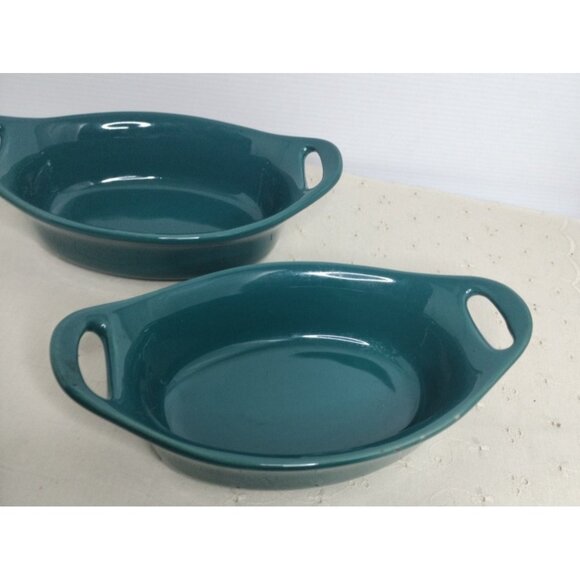 Rachael Ray Ceramic 2 Piece Oval Au Gratin Bakers Agave Green - Picture 6 of 8